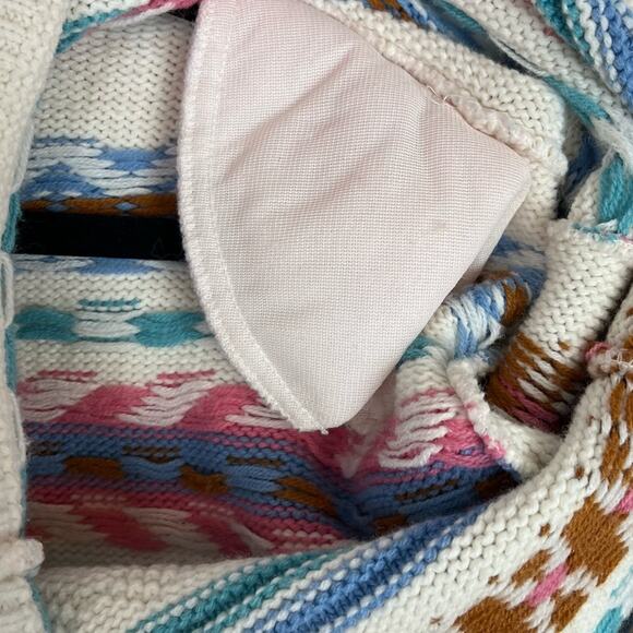 Vintage 80s Sweater Pullover Mock Turtleneck Southwestern Western Bohemian - Picture 3 of 5